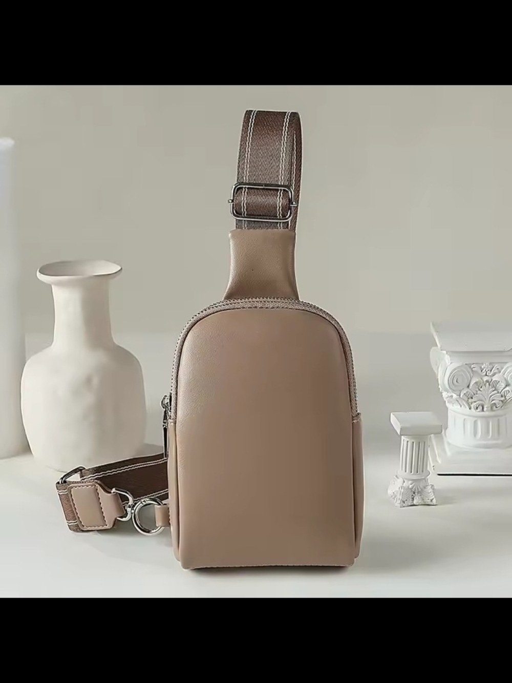 Taupe Sling Crossbody Bag  - Minimal